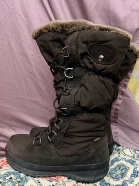 Tarantula Brown waterproof puffer fur boots